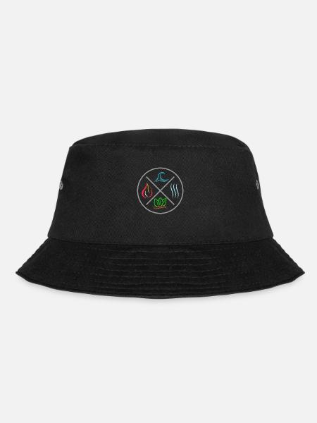 Die 4 Elemente - Feuer, Wasser, Erde, Luft - Kreis - Bucket Hat - Schwarz