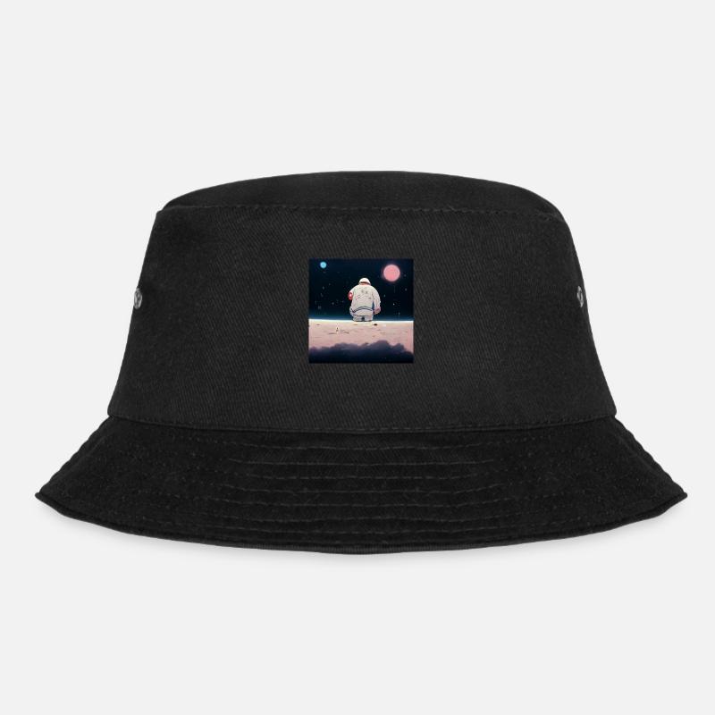 lonely astronaut in space looking at planet home - Bucket Hat - Schwarz