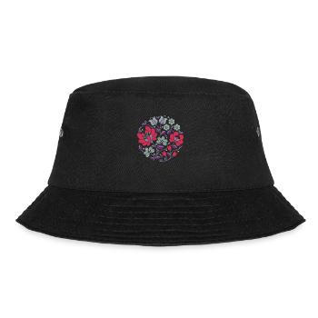 Hungarian flowers, red, colorful flowers,tendrils,flower - Bucket Hat - black - Front - Lela (165cm)