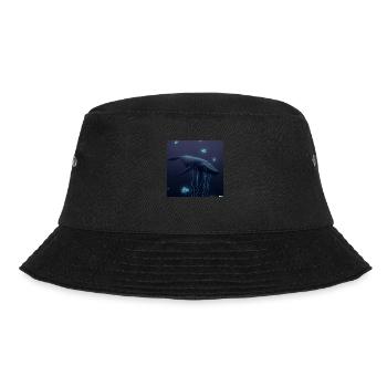 blue whale in a dark ocean with jellyfish - Bucket Hat - Schwarz - Vorne - Lela (165cm)