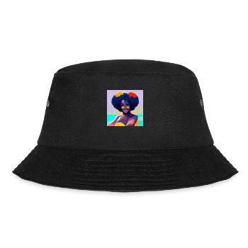 Schönes Afro -Mädchen Im Bikini - Bucket Hat - Schwarz - Vorne - Lela (165cm)