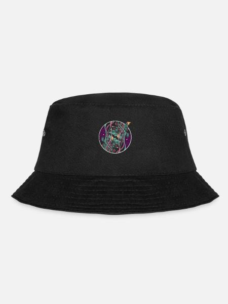 Pattern circle with leaves and dots - Bucket Hat - black