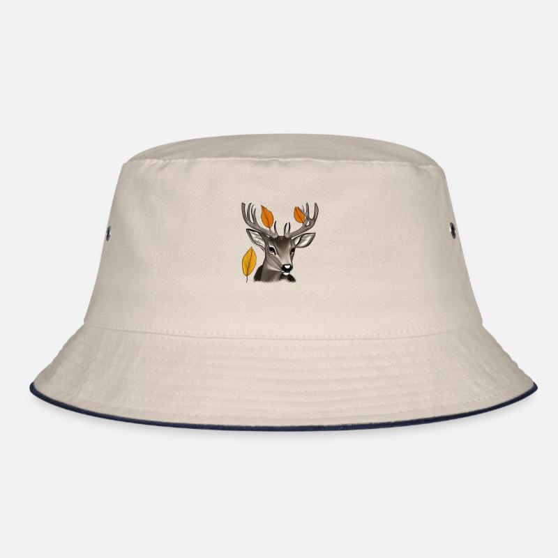 Hirschkopf im Herbst Hirsch Geweih Bock Reh Kitz 4 Bucket Hat