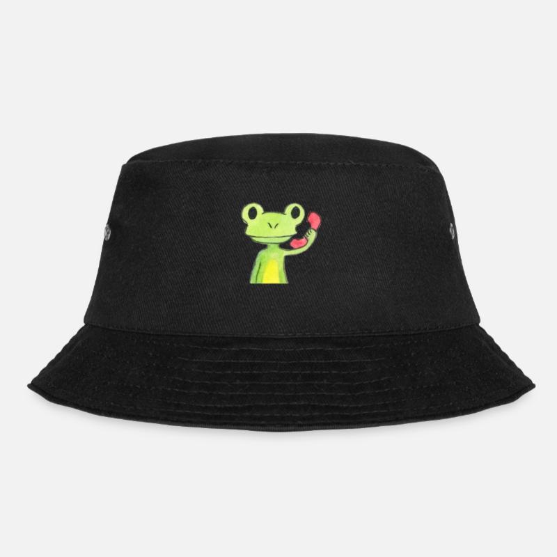 Frosch am Telefon - Bucket Hat - Schwarz