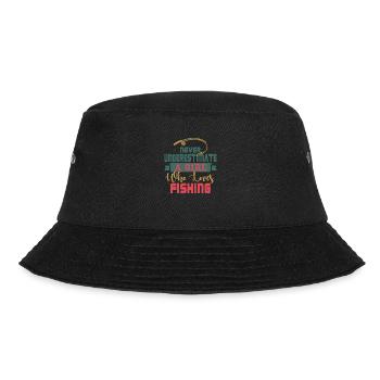 Unterschätze nie ein Mädchen, dass Fischen liebt - Bucket Hat - Schwarz - Vorne - Lela (165cm)