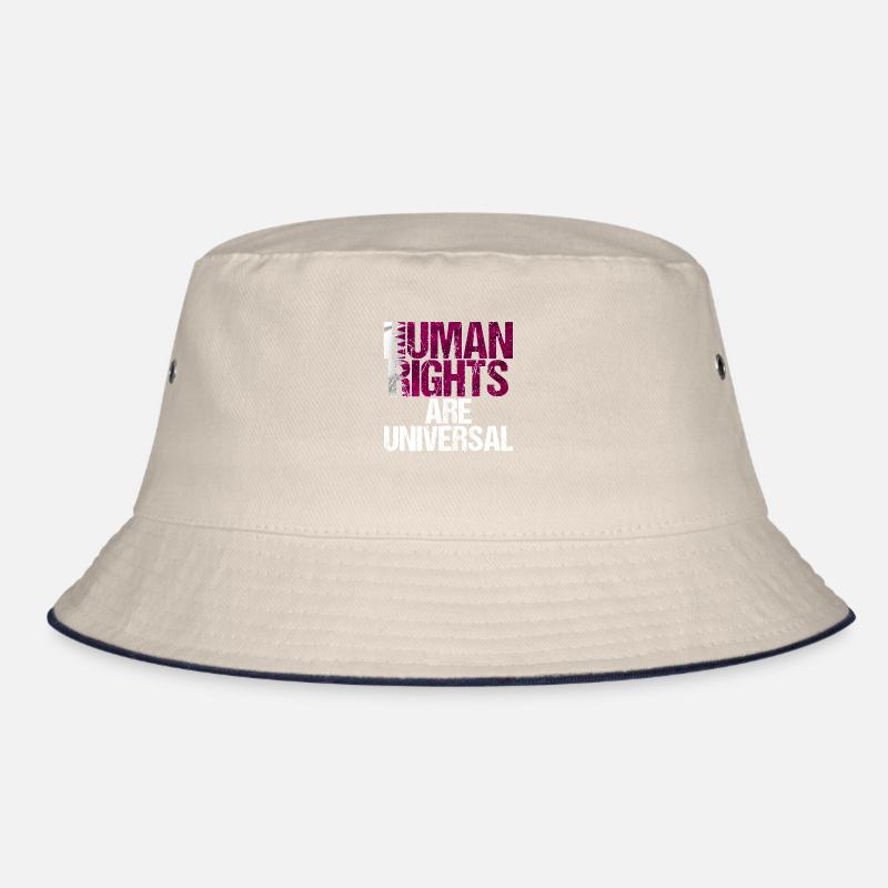 Human Rights Qatar Flag Slogan Gift Bucket Hat