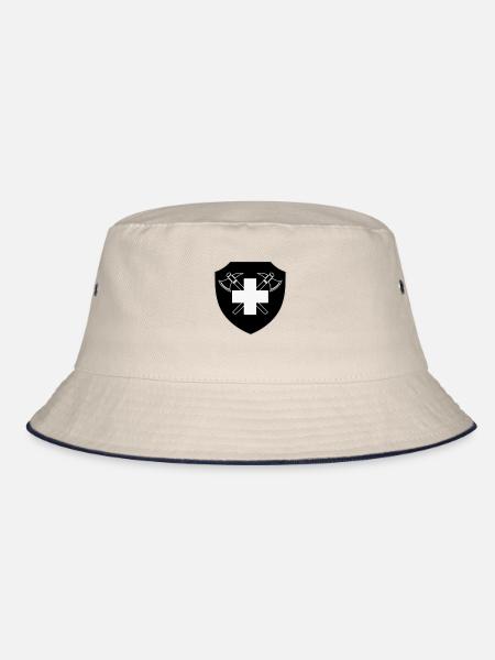 Swiss Fire Brigade inverted - Bucket Hat - ecru/navy - Front