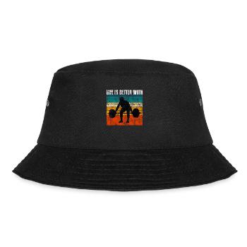 life is better with bodybuilding GYM Bodybuilder - Bucket Hat - Schwarz - Vorne - Lela (165cm)