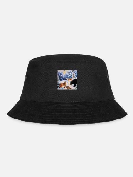 Waldtiere - Bucket Hat - Schwarz