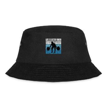 life is better with bodybuilding GYM Bodybuilder - Bucket Hat - Schwarz - Vorne - Lela (165cm)