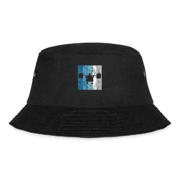 Bodybuilding Bodybuilder GYM Fitnessstudio Retro - Bucket Hat - Schwarz - Vorne - Lela (165cm)
