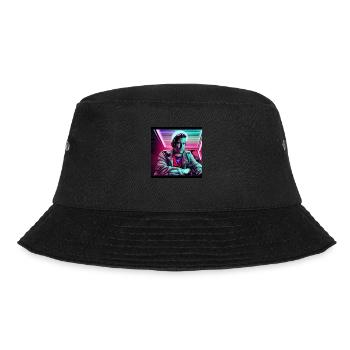Ein Mann aus der Zukunft mit Kopfhörern - Bucket Hat - Schwarz - Vorne - Lela (165cm)