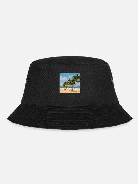 Ruhiger Strand mit Palmen - Bucket Hat - Schwarz