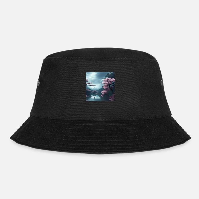 Pink trees by the water - Bucket Hat - black