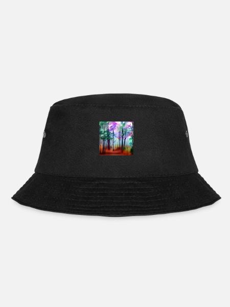 Watercolor forest nature - Bucket Hat - black