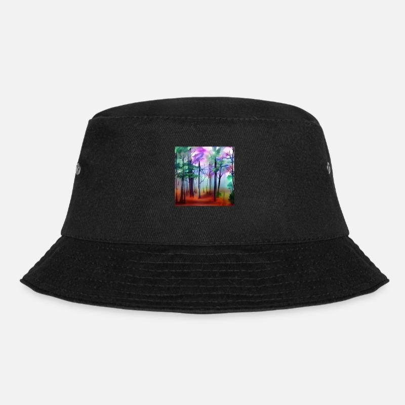Watercolor forest nature - Bucket Hat - black
