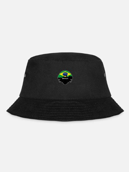 Brasilia Brazil Flag Skyline Silhouette Travel - Bucket Hat - black