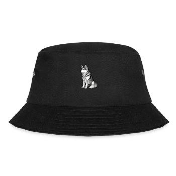 Mignon Husky Dog Breed Head Cartoon Illustration - Bob - noir - Devant - Lela (165cm)