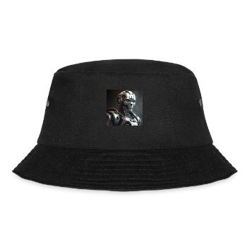 Rotäugiger Cyborg-Roboter - Bucket Hat - Schwarz - Vorne - Lela (165cm)