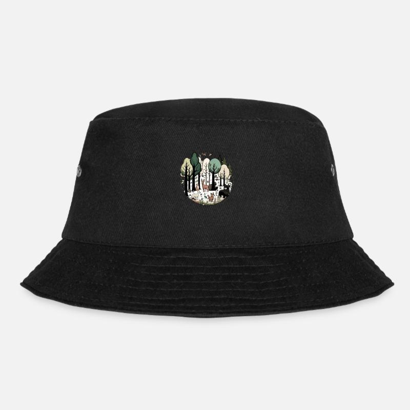 Waldtiere - Bucket Hat - Schwarz