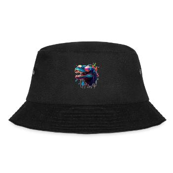 Kroko Drache auf Party und Feiert in bunter Farbe - Bucket Hat - Schwarz - Vorne - Lela (165cm)