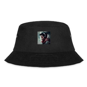 Mann, Kopfhörer, Musik, Party, Oldschool, Mix - Bucket Hat - Schwarz - Vorne - Lela (165cm)
