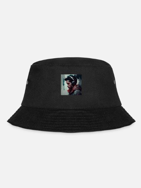 Mann, Kopfhörer, Musik, Party, Oldschool, Mix - Bucket Hat - Schwarz