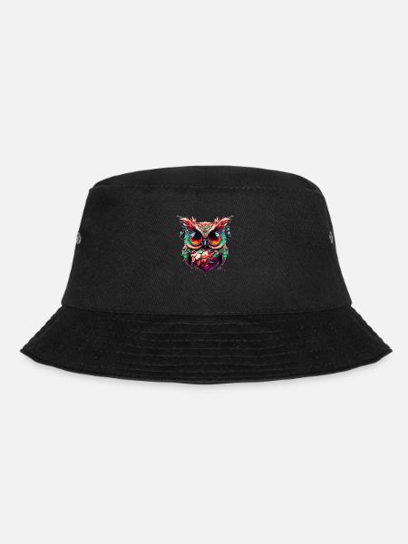 Eulemit extrem großen Augen als Illustration - Bucket Hat - Schwarz