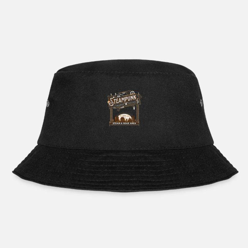 Vintage Steampunk - Zahnräder und Dampf - Bucket Hat - Schwarz
