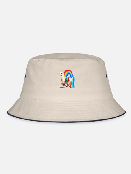 Rainbow Alpaca - Bucket Hat - ecru/navy - Front