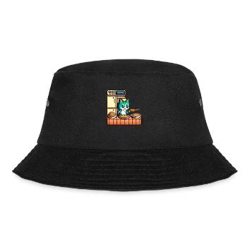 Cat in 8 bit as a chef in the kitchen at the stove - Bucket Hat - black - Front - Lela (165cm)