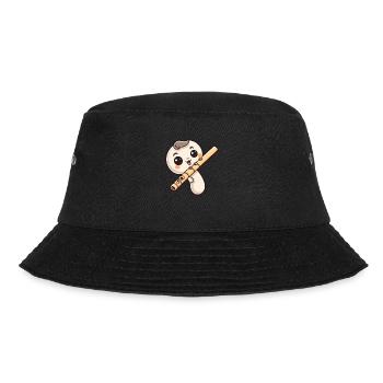 Flöte im Comic Stil - Bucket Hat - Schwarz - Vorne - Lela (165cm)