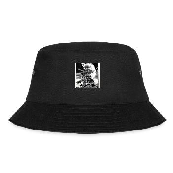 black and white manga anime samurai japan otaku - Bucket Hat - black - Front - Lela (165cm)