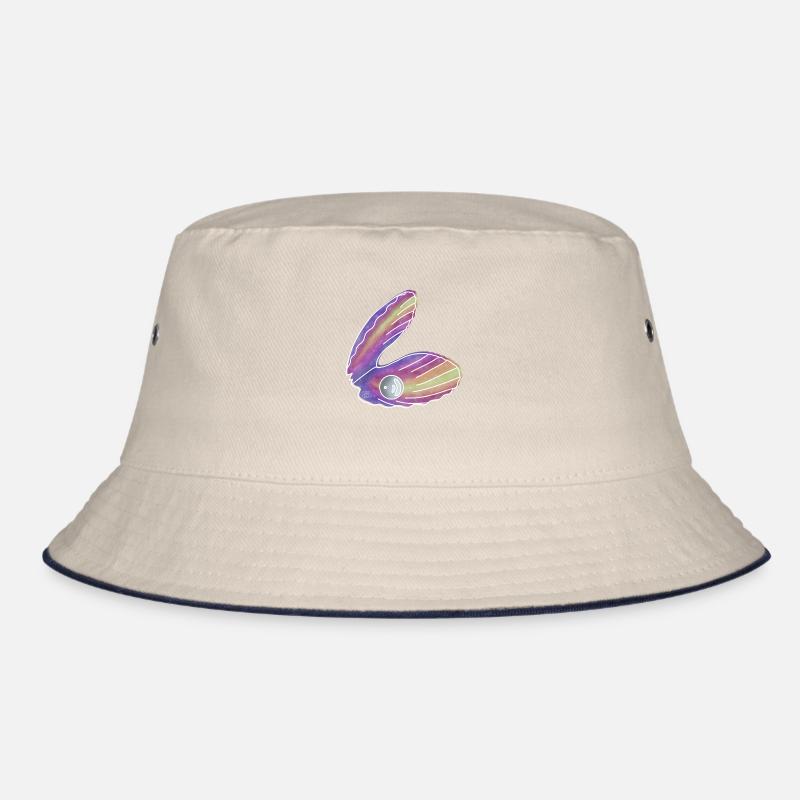 "Muschel mit Perle", Boho Line Art Design, Shells Bucket Hat