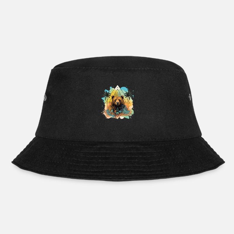 Mystischer Bär und Palme - Bucket Hat - Schwarz