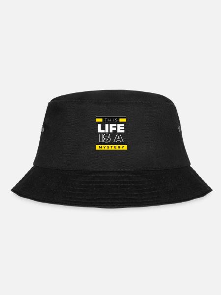 Life is a mystery - With bright yellow stripes - Bucket Hat - black