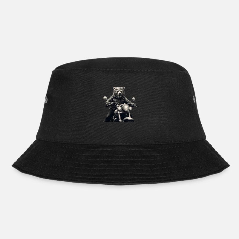 Biker Bear - Bucket Hat - black