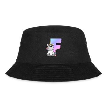 Einhorn Buchstabe F - Bucket Hat - Schwarz - Vorne - Lela (165cm)