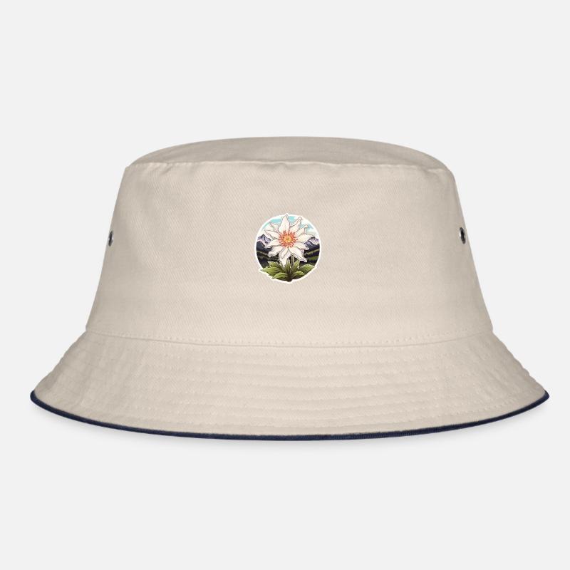 Edelweiss Flower Plant Mountains Bucket Hat