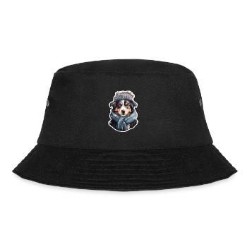 Australian Sheperd im Winterwunderland - Bucket Hat - Schwarz - Vorne - Lela (165cm)