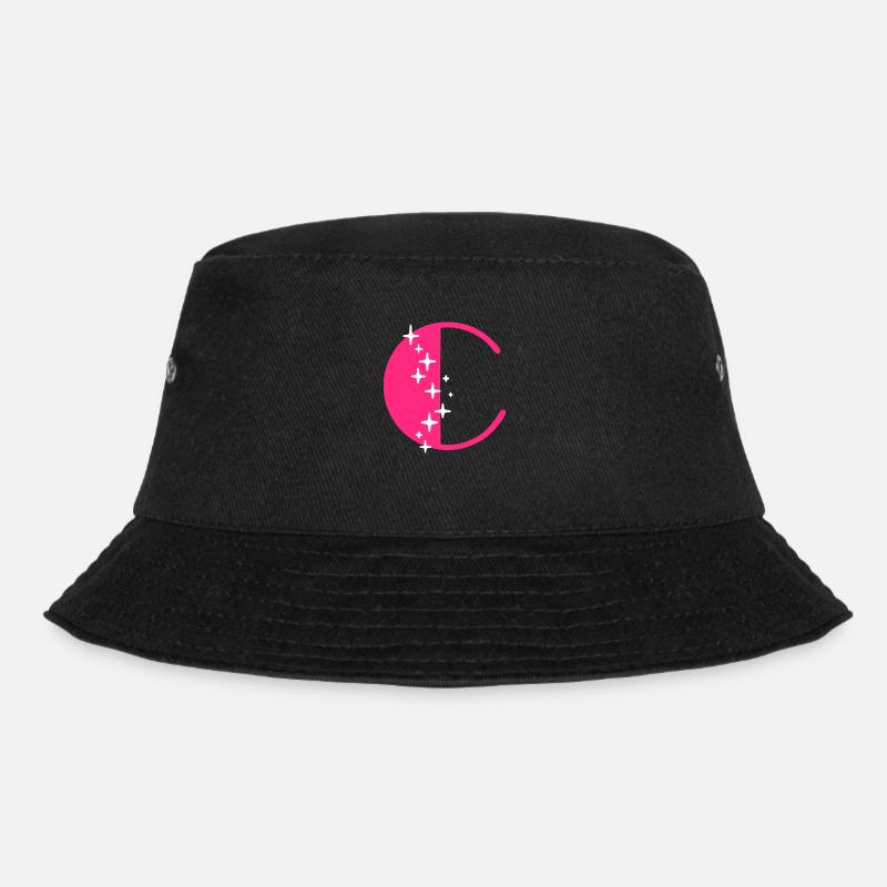 Buchstabe C Glitzer - Bucket Hat - Schwarz