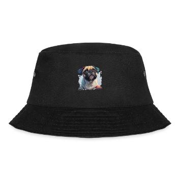 Niedlicher kleiner Mops - Bucket Hat - Schwarz - Vorne - Lela (165cm)