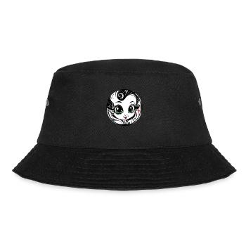 Süßes Cartoon Mädchen Lächeln - Minimal - Bucket Hat - Schwarz - Vorne - Lela (165cm)