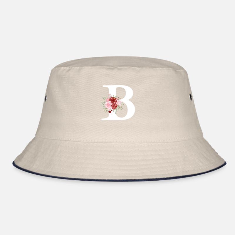 Roter Blumenbuchstabe B Bucket Hat