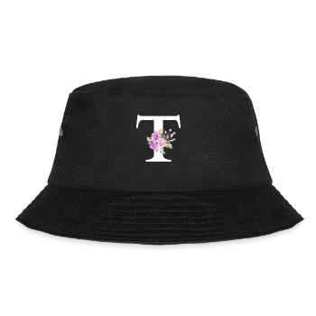 Purple Floral Letter T - Bucket Hat - black - Front - Lela (165cm)