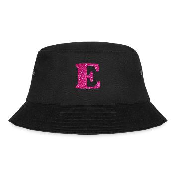 Buchstabe e rosa Glitzer - Bucket Hat - Schwarz - Vorne - Lela (165cm)