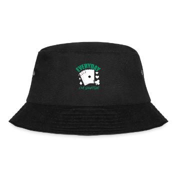 Poker Alltag: Jeden Tag Mische Ich! - Bucket Hat - Schwarz - Vorne - Lela (165cm)