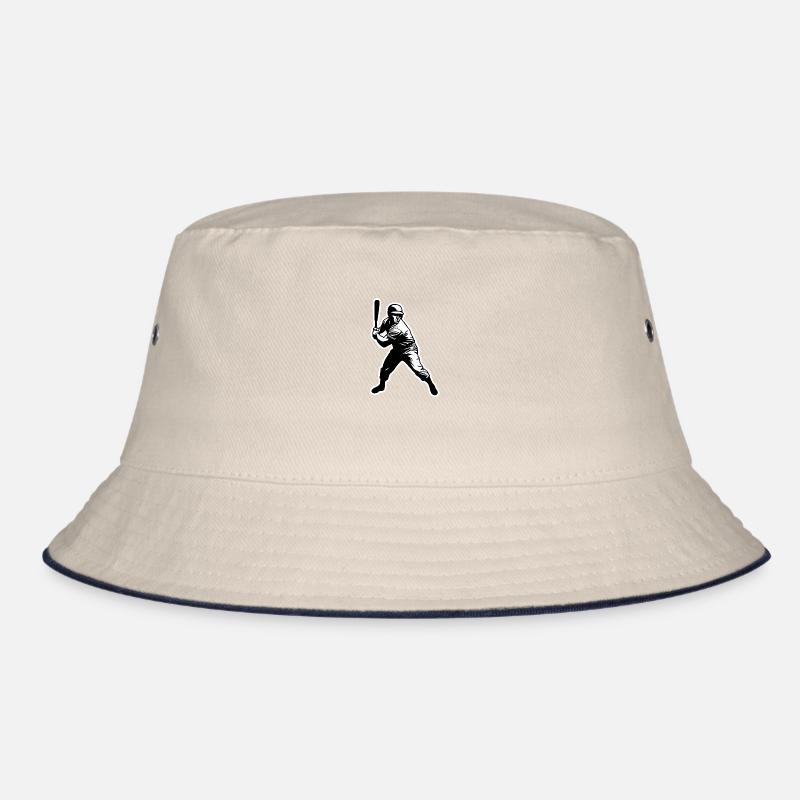 Baseball player black white Bucket Hat