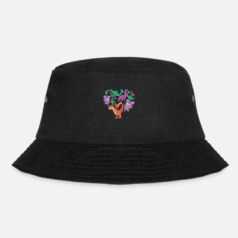 Herz Dino Dinosaurier - Bucket Hat - Schwarz