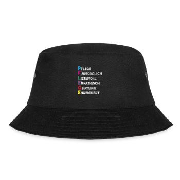 Altenpflege Pfleger Pflegepersonal Pflegekraft - Bucket Hat - Schwarz - Vorne - Lela (165cm)